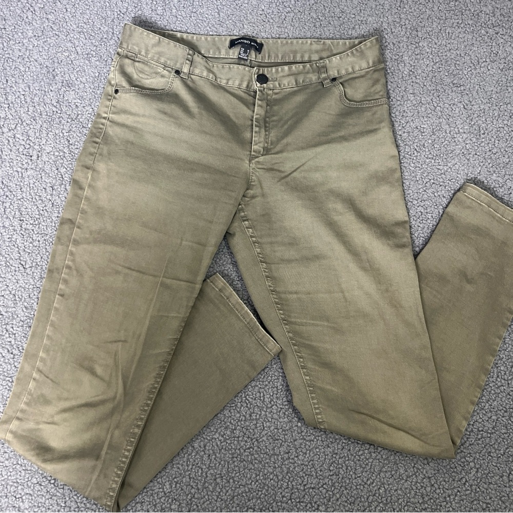Mango Basics Pants Size 6  Green 5-Pockets.